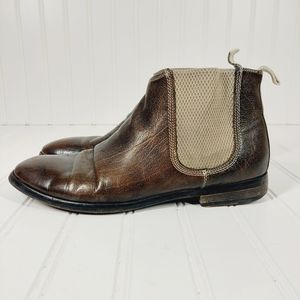 Calzoleria Coseana Lavorate a Mano Men's BrownLeather Chelsea Ankle Boots A936